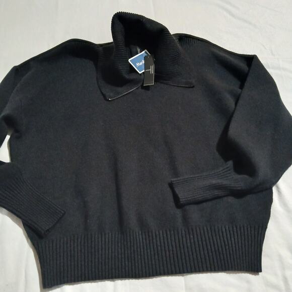 NWT Tahari Women's Medium Black Long-Sleeved Zip-Cowl-Neck Heavyweight Shirt - Picture 5 of 15